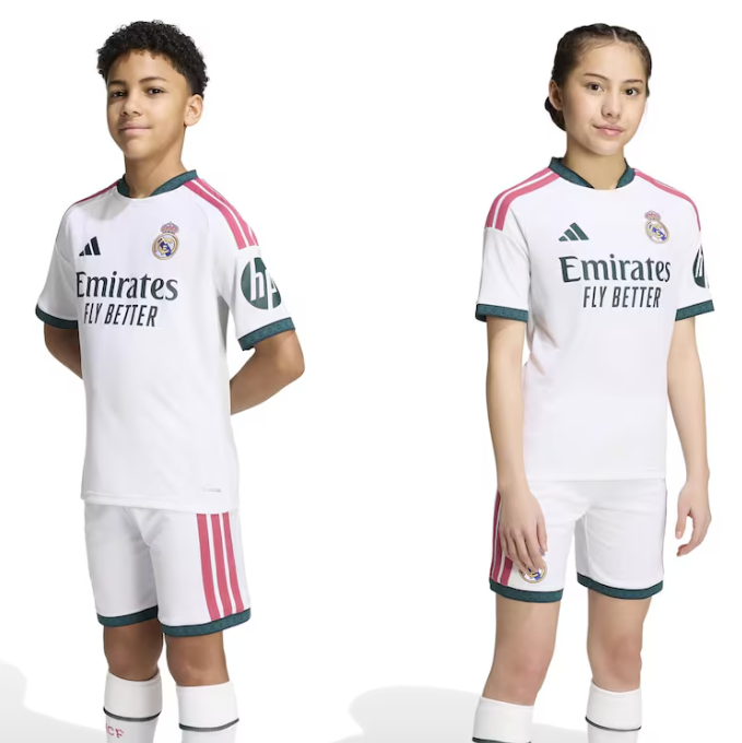 2026-27 Real Madrid Home Kids Soccer Kits Shirt With Shorts